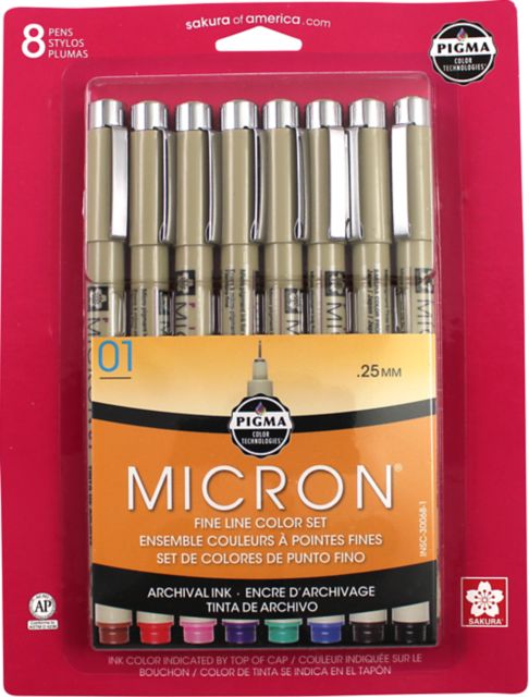 MICRON PEN 8 PIECE SET (01) ASSORTED COLORS